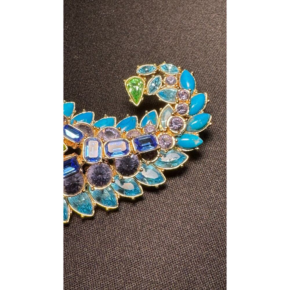 Joan Rivers Peacock Multicolored Rhinestone Large Brooch - Picture 3 of 6
